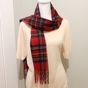 Lochmere Cashmere Red Tartan Plaid Scarf